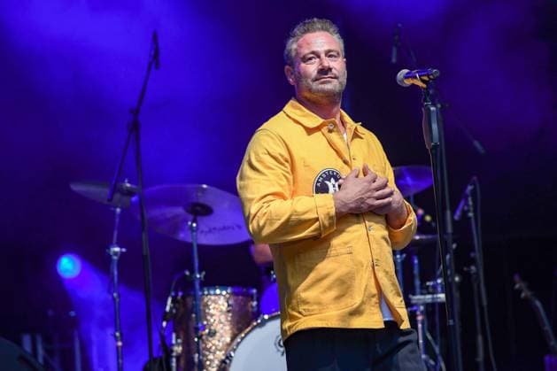 14 08 2021, xlakx, Entertaiment Musik, SASHA und Band auf der Freilichtbühne Eisenhuettenstadt emspor, v l The anniversary concert for 70 years plus 1 Werk Stadt by SASHA with band Anniversaries are always an occasion for a big