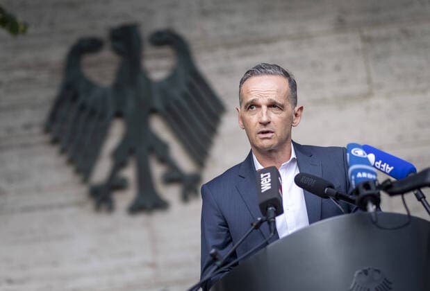 Bilder des Jahres 2021, News 08 August News Themen der Woche KW32 News Bilder des Tages Bundesaussenminister Heiko Maas, SPD, gibt ein Statement, zur Evakuierung deutscher Staatsbuerger aus Kabul Afghanistan, ab. Berlin Deutschland *** German Foreign Minister Heiko Maas, SPD, issues statement on evacuation of German citizens from Kabul Afghanistan Berlin Germany Copyright: xThomasxImo photothek.netx