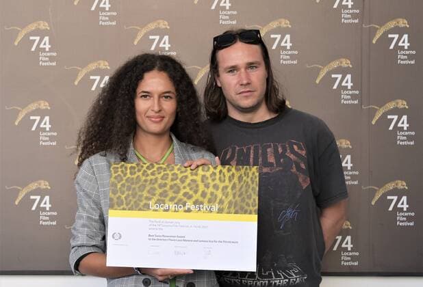 Locarno, Switzerland Locarno Film Festival 2021 Palmares awards ceremony photocall Locarno Film Festival Award for Best Swiss Hope In the photo: Flavia Luca Marano, Jumana Issa director  Copyright: xNickxZonnax xIPAx xNickxZonnax