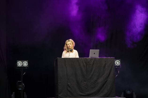 DJ Jenny Sharp in the supporting program The Hip Hop Band Antilopen Gang with the Insolvenzverschleppung Tour on the Kunst Rasen Bonn, 15 08 2021 organized by E L Hartz Promotion GmbH Bonn Gronau NRW Germany