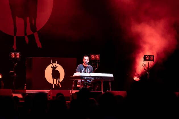 Rapper Danger Dan with piano solo The hip hop band Antilopen Gang with the Insolvenzverschleppung Tour on the Kunst Rasen Bonn, 15 08 2021 organized by E L Hartz Promotion GmbH Bonn Gronau NRW Germany