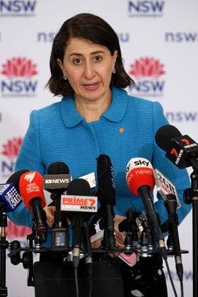 GLADYS BEREJIKLIAN COVID19 PRESSER, NSW Premier Gladys Berejiklian addresses media during a press conference in Sydney, Tuesday, August 17, 2021. ( NO ARCHIVING, EDITORIAL USE ONLY, NO USE IN BOOKS WITHOUT CONSENT SYDNEY NSW AUSTRALIA  Copyright: xDANxHIMBRECHTSx 20210817001567490588