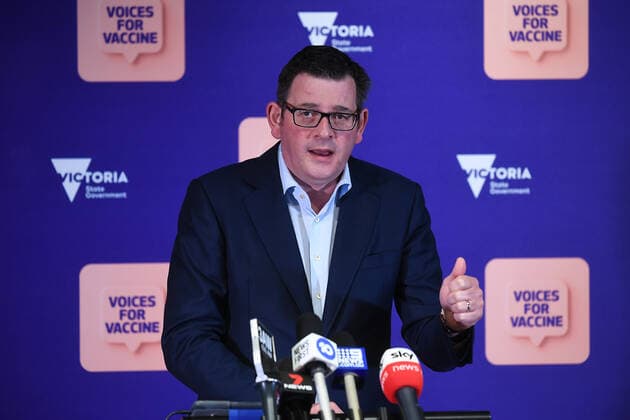 Coronavirus in Australien, Lockdown in Melbourne DANIEL ANDREWS COVID19 PRESSER, Victorian Premier Daniel Andrews addresses the media during a press conference in Melbourne, Tuesday, August 17, 2021. Melbourne s lockdown has been extended by two weeks and a night curfew will be reimposed in an effort to stamp out the state s latest coronavirus outbreak.( NO ARCHIVING, EDITORIAL USE ONLY, NO USE IN BOOKS WITHOUT CONSENT MELBOURNE VIC AUSTRALIA  Copyright: xJAMESxROSSx 20210817001567491231