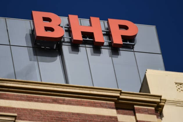 Coronavirus in Australien, Lockdown in Melbourne BHP FULL YEAR RESULTS, Signage for BHP is seen in Melbourne, Tuesday, August 17, 2021. ( NO ARCHIVING, EDITORIAL USE ONLY, NO USE IN BOOKS WITHOUT CONSENT MELBOURNE VIC AUSTRALIA  Copyright: xJAMESxROSSx 20210817001567501319