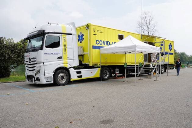 Photo Manuel Geisser 17 08 2021 Covid 19 vaccination The canton of Bern started the 13 August 2021 with the vaccination truck its second tour Picture The Covit 19 vaccination print in Wangen an der Aare