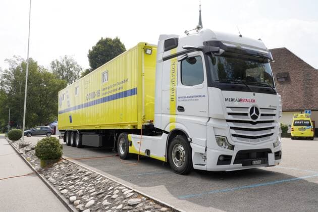 Photo Manuel Geisser 17 08 2021 Covid 19 vaccination The canton of Bern started the 13 August 2021 with the vaccination truck its second tour Picture The Covit 19 vaccination print in Wangen an der Aare