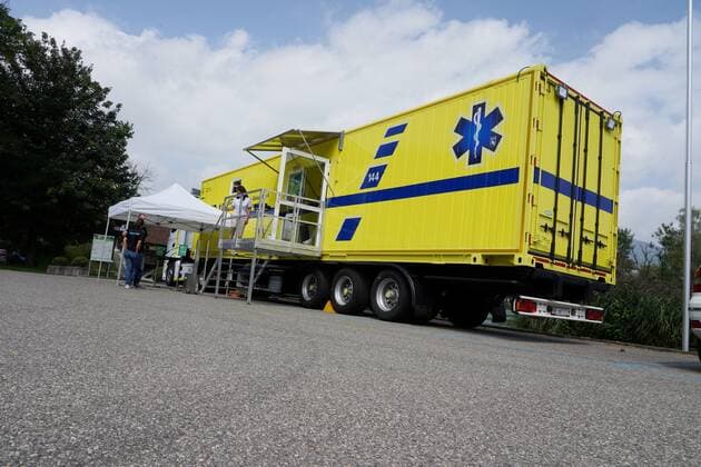 Photo Manuel Geisser 17 08 2021 Covid 19 vaccination The canton of Bern started the 13 August 2021 with the vaccination truck its second tour Picture The Covit 19 vaccination print in Wangen an der Aare