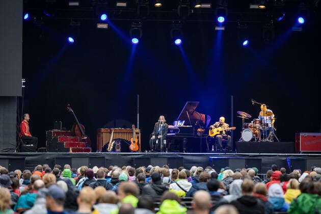 Live performance of the entertainer and musician Helge Schneider with the program The return of the blue-green emerald beetle on the Art Lawn Bonn, 17 08 2021 organized by E L Hartz Promotion GmbH Bonn Gronau NRW Germany