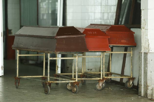 Coronavirus in Sri Lanka, Bestatter in Colombo August 18, 2021, colombo, Sri Lanka: In This picture show, Coffins of died coronavirus victim at police mortuary in Colombo, Sri Lanka on August 18, 2021. colombo Sri Lanka. - ZUMAd152 20210818_znp_d152_002 Copyright: xPradeepxDambaragex