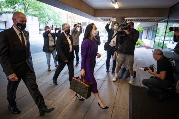 August 18, 2021, Vancouver, BC, Canada: Meng Wanzhou, chief financial officer of Huawei, arrives at B.C. Supreme Court to attend what is expected to be the last day of her extradition hearing, in Vancouver, on Wednesday, August 18, 2021. Vancouver Canada - ZUMAc35_ 20210818_zaf_c35_029 Copyright: xDarrylxDyckx