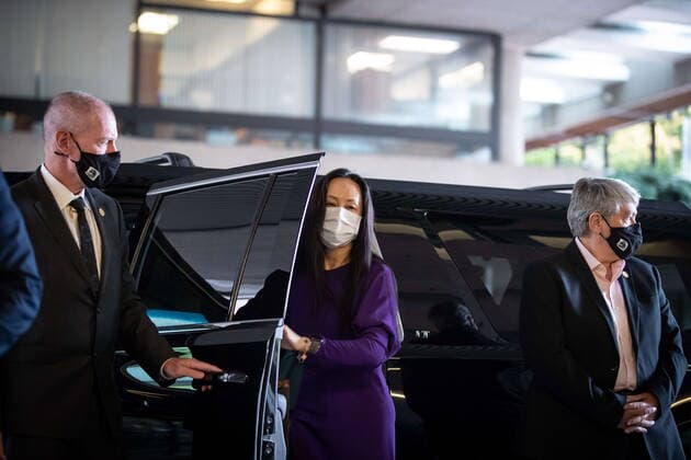 August 18, 2021, Vancouver, BC, Canada: Meng Wanzhou, chief financial officer of Huawei, arrives at B.C. Supreme Court to attend what is expected to be the last day of her extradition hearing, in Vancouver, on Wednesday, August 18, 2021. Vancouver Canada - ZUMAc35_ 20210818_zaf_c35_031 Copyright: xDarrylxDyckx