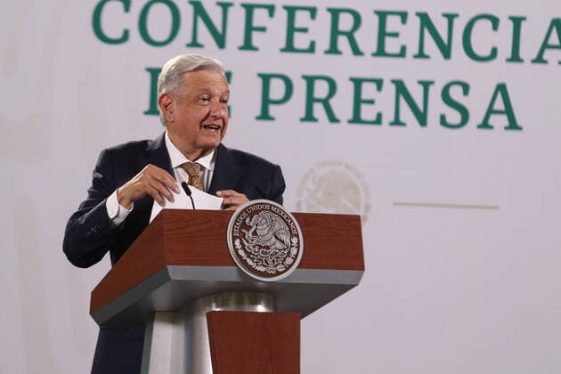 Lopez Obrador During His Daily Press Conference MEXICO CITY, MEXICO - AUGUST 18: Mexican President Andres Manuel Lopez Obrador gesticulating in his spoke during his daily news conference at National Palace on August 18, 2021 in Mexico City, Mexico. Copyright: xIsmaelxRosasx EYEPIXGROUP_IR_18082021_12520