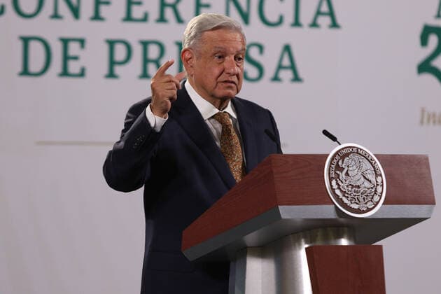 Lopez Obrador During His Daily Press Conference MEXICO CITY, MEXICO - AUGUST 18: Mexican President Andres Manuel Lopez Obrador gesticulating in his spoke during his daily news conference at National Palace on August 18, 2021 in Mexico City, Mexico. Copyright: xIsmaelxRosasx EYEPIXGROUP_IR_18082021_12523