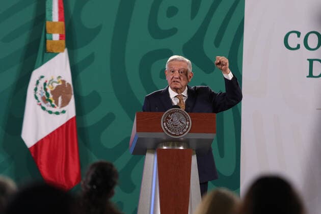 Lopez Obrador During His Daily Press Conference MEXICO CITY, MEXICO - AUGUST 18: Mexican President Andres Manuel Lopez Obrador gesticulating in his spoke during his daily news conference at National Palace on August 18, 2021 in Mexico City, Mexico. Copyright: xIsmaelxRosasx EYEPIXGROUP_IR_18082021_12519
