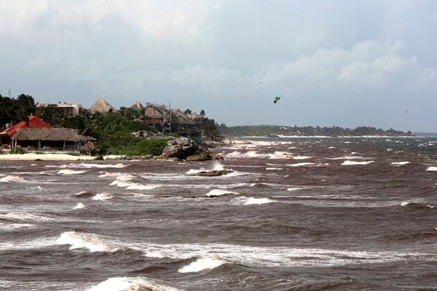 Photograph of the beach before the arrival of Hurricane Grace in Punta Allen, Quintana Roo state, Mexico, 18 August 2021. Authorities of the three levels of government of the state of Quintana Roo, southeast of Mexico, indicated this Wednesday that they are on alert and prepared to receive the impact of hurricane Grace, category 1, which could occur during the first hours of Thursday near the municipality from Tulum. Quintana Roo on alert to receive the impact of Hurricane Grace !ACHTUNG: NUR REDAKTIONELLE NUTZUNG!  Copyright: xAlonsoxCupulx MEX9351 20210819-c4881e3d9aea4d5d1671563949b9a7197ead1497
