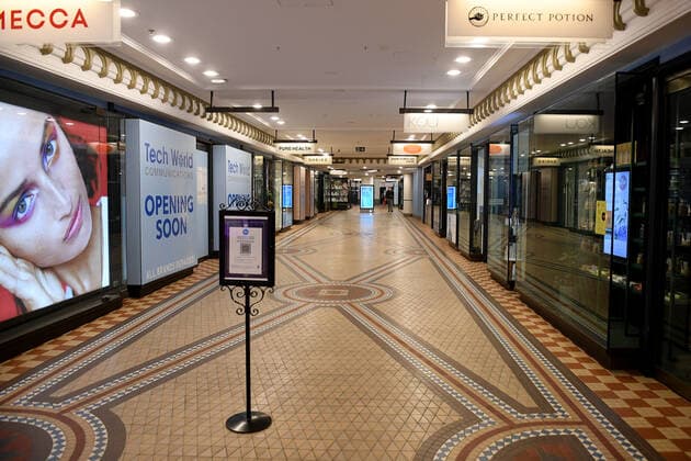 NSW CORONAVIRUS COVID19, Closed shops are seen in the Queen Victoria building, in Sydney, Thursday, August 19, 2021. NSW has reached a disturbingly high record of new local COVID-19 cases as the government extends support for tenants and landlords affected by lockdowns stretching past seven weeks. ( NO ARCHIVING, EDITORIAL USE ONLY, NO USE IN BOOKS WITHOUT CONSENT SYDNEY NSW AUSTRALIA  Copyright: xDANxHIMBRECHTSx 20210819001567986445