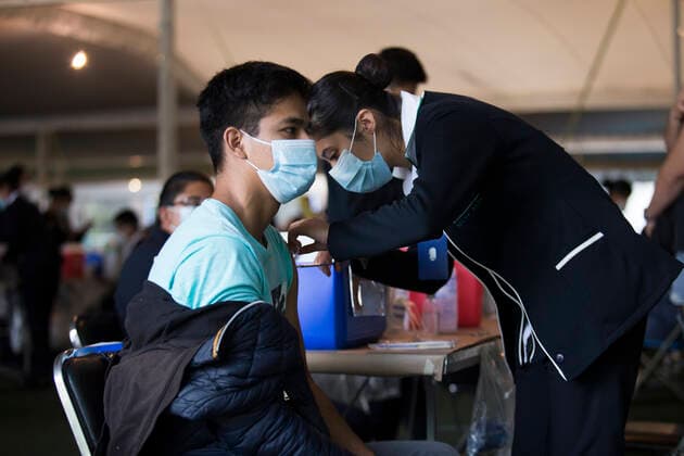 Coronavirus Vaccination In Mexico Free application of the first dose of the Pfizer vaccine against COVID-19, for people from 18 to 29 years old who live in the Xochimilco boroug, in Mexico City, Mexico, on August 19, 2021 Mexico City Mexico leyva-notitle210819_npAdh  Copyright: xCristianxLeyvax