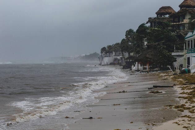 Bilder des Jahres 2021, News 08 August News Themen der Woche KW33 Hurrican Grace Hits Playa Del Carmen Coast strong gusts of wind cause the palm trees to move while Category 1 Hurricane Grace hit Playa del Carmen in the Mexican Caribbean. On August 19, 2021 in Playa Del Carmen, Mexico. Playa Del Carmen Quintana Roo Mexico group-hurrican210819_npduM  Copyright: xEyepixx