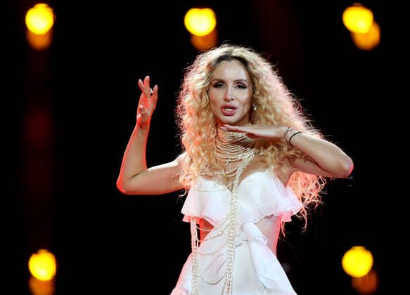 SOCHI, RUSSIA - AUGUST 22, 2021: Singer Svetlana Loboda performs at a concert given by jury members as part of the New Wave 2021 International Competition of Young Pop Music Performers. Vyacheslav Prokofyev TASS  TS10D5B6