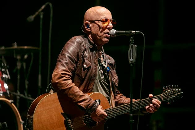 Toni Krahl vocals guitar of the group CITY founded in 1972 in East Berlin GDR during the Candlelight Open Air rock concert live in Coswig