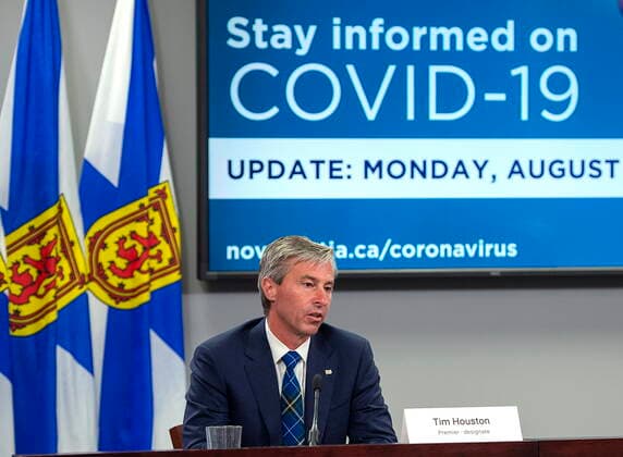 August 23, 2021, HALIFAX, NS, Canada: Premier-designate Tim Houston attends his first COVID-19 briefing after the Progressive Conservatives won last week s provincial election, in Halifax on Monday, Aug. 23, 2021. HALIFAX Canada  - ZUMAc35_ 20210823_zaf_c35_018 Copyright: xAndrewxVaughanx