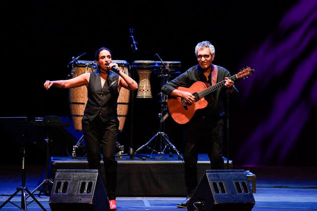 Italy: Noa in Concert Noa and Gil Dor during the concert at Cavea Auditorium Parco della Musica, Rome, August 23, 2021, presented her latest album Afterallogy , made during the lockdown. Rome Italy Copyright: DomenicoxCippitelli