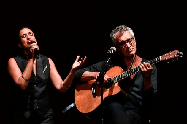Italy: Noa in Concert Noa and Gil Dor during the concert at Cavea Auditorium Parco della Musica, Rome, August 23, 2021, presented her latest album Afterallogy , made during the lockdown. Rome Italy Copyright: DomenicoxCippitelli