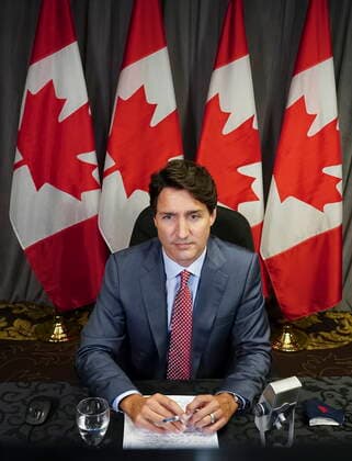 August 24, 2021, Hamilton, Ontario, Canada: Prime Minister Justin Trudeau takes part in a virtual G7 meeting on the crisis in Afghanistan from Hamilton, Ont., on Tuesday, Aug 24, 2021. Hamilton Canada  - ZUMAc35_ 20210824_zaf_c35_007 Copyright: xSeanxKilpatrickx