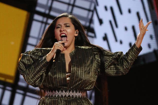 SOCHI, RUSSIA â€“ AUGUST 24, 2021: Singer Manizha performs at a concert as part of the New Wave 2021 International Contest for Young Pop Singers. Vyacheslav Prokofyev TASS  TS10DA40