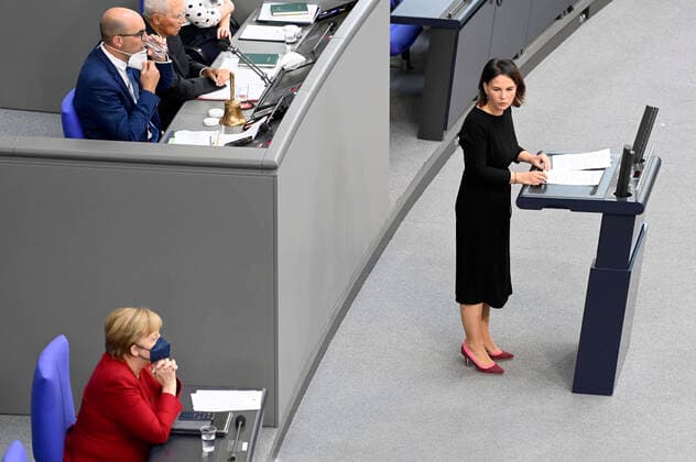 Angela Merkel and Annalena Baerbock in the 238th session of the German Bundestag in the Reichstag building Berlin, 25 08 2021 Foto:xF.xKernx xFuturexImage