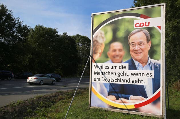 25 08 2021 Dortmund NRW large posters for the federal election on 26 September 2021 Only now the first posters with the CDU candidate for chancellor, Minister President Armin Laschet, are appearing sporadically in Dortmund