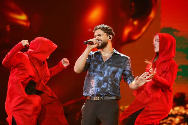 SOCHI, RUSSIA - AUGUST 25, 2021: Jony (Cahid Afrail oglu Huseynli), centre, performs in a gala concert on the closing day of the 2021 New Wave Song Contest, an international competition for young pop music performers. Eleven singers representing nine countries took part in the contest, which ran from 19 to 25 August. Vyacheslav Prokofyev TASS  TS10DC7E