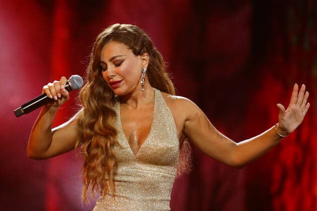 SOCHI, RUSSIA - AUGUST 25, 2021: Guest singer Ani Lorak performs in a gala concert on the closing day of the 2021 New Wave Song Contest, an international competition for young pop music performers. Eleven singers representing nine countries took part in the contest, which ran from 19 to 25 August. Vyacheslav Prokofyev TASS  TS10DCA2