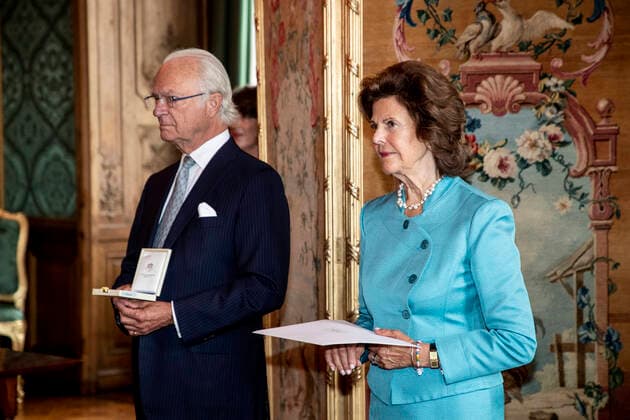 King Carl Gustaf and Queen Silvia during the Prince Eugene Medal ceremony at Stockholm Palace in Stockholm, Sweden, on August 25, 2021 STOCKHOLM Sweden x10430x,  Copyright: xChristinexOlsson TTx PRINCE EUGEN MEDAL