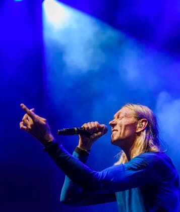 The Danish band When Saints Go Machine with Nikolaj Manuel Vonsild in front plays for Havefest paa Plaenen in Tivoli on Friday 27 August 2021 Havefest replaces Fredagsrock, which has been canceled due to the Covid 19 Corona crisis, Copenhagen  Copyright: TorbenxChristensen TorbenxChristensenx COP114 spdk20210828-010433-L