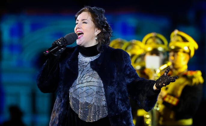 MOSCOW, RUSSIA â€“ AUGUST 27, 2021: Tamara Gverdtsiteli performs at the opening of the 2021 Spasskaya Tower International Military Music Festival in Red Square. Vladimir Gerdo TASS  TS10E07D