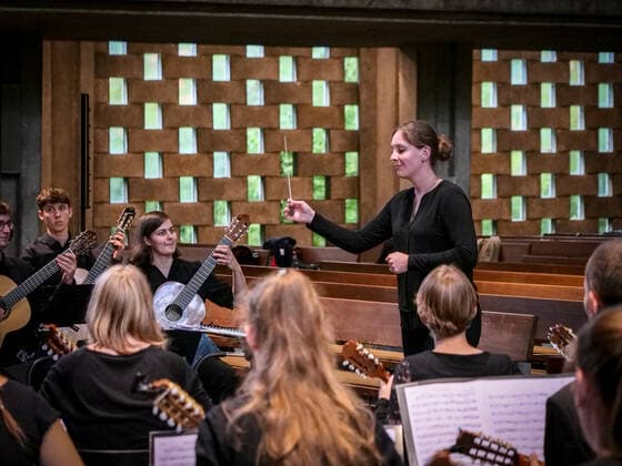 Concert of the Bundesjugendzupforchester in Hannover 37 young musicians of the Bundesjugendzupforchester played modern and older pieces in the church St Martin in Hannover Linden under the direction of the conductor Lisa Hummel. Copyright: xBerndxGüntherx