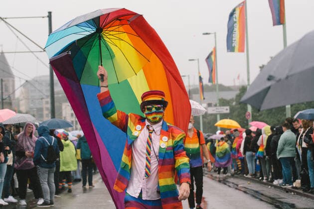 Bilder des Jahres 2021, News 08 August News Themen der Woche KW34 Christopher Street Day Parade In Cologne a participant marches during the annual Christopher street day pride parade in Cologne, Germany on August 29, 2021 Cologne Germany tang-notitle210829_npJUO  Copyright: xYingxTangx