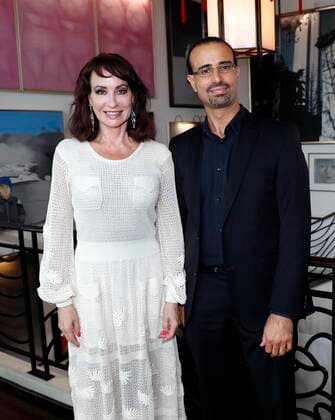 Anna Maria Kaufmann, Shay Cohen pianist, musical director Theater des Westens at the gala award ceremony for Mario Adorf at China Club Berlin