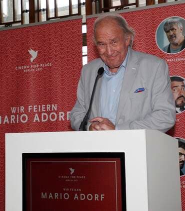 Michael Mendl gives the laudation at the gala award ceremony for Mario Adorf at the China Club Berlin.