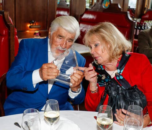 Mario Adorf, Monique Faye at the gala award ceremony for Mario Adorf at the China Club Berlin