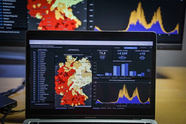Coronavirus in Germany Covid 19 Dashboard of the Robert Koch Institute 30 08 2021 Robert Koch Institute 7 days Incidence 75.8 7 days Number of cases 63 051 COVID 19 cases 3 937 106 Addition of 4 559 compared to the previous day COVID 19 deaths 92 140 Addition of 10 compared to the previous day