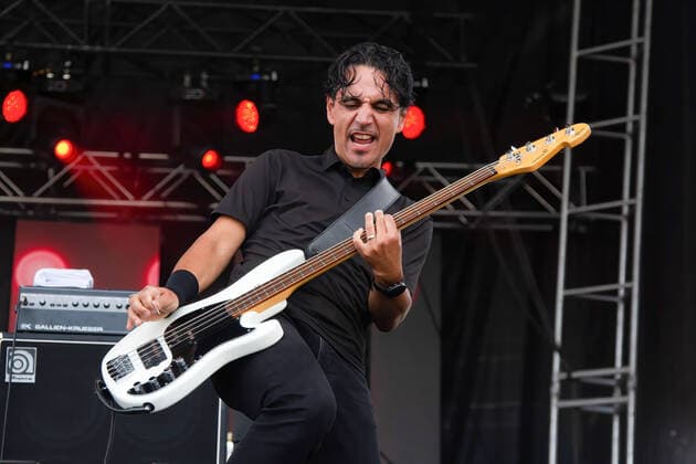 August 29, 2021, Edmonton, Alberta, Canada: John Calabrese of the Rock Band Danko Jones performs during the Together Again YEG Festival at Northlands Exhibition Grounds in Edmonton. Edmonton Canada - ZUMAs197 20210829_zaa_s197_309 Copyright: xRonxPalmerx