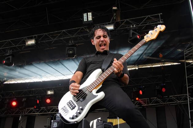 August 29, 2021, Edmonton, Alberta, Canada: John Calabrese of the Rock Band Danko Jones performs during the Together Again YEG Festival at Northlands Exhibition Grounds in Edmonton. Edmonton Canada - ZUMAs197 20210829_zaa_s197_310 Copyright: xRonxPalmerx
