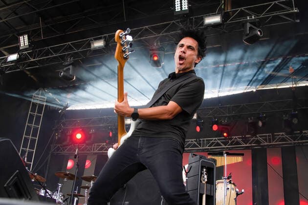 August 29, 2021, Edmonton, Alberta, Canada: John Calabrese of the Rock Band Danko Jones performs during the Together Again YEG Festival at Northlands Exhibition Grounds in Edmonton. Edmonton Canada - ZUMAs197 20210829_zaa_s197_311 Copyright: xRonxPalmerx