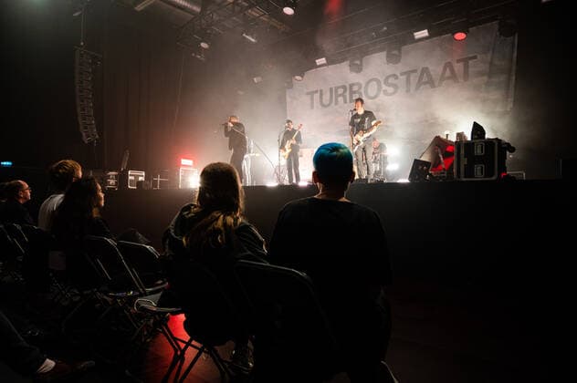 Concert of Turbostaat in the Berlin Columbiahalle Concert of the punk band Turbostaat in the fully occupied Columbia Halle Also on the last day of the Columbia Beatz the Berlin Columbiahalle was sold out 300 spectators were allowed to take a seat in the seated hall, all under observance of the valid, pandemic-conditioned hygiene rules , Berlin Berlin Germany Neuköll