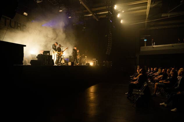 Concert of Turbostaat in the Berlin Columbiahalle Concert of the punk band Turbostaat in the fully occupied Columbia Halle Also on the last day of the Columbia Beatz the Berlin Columbiahalle was sold out 300 spectators were allowed to take a seat in the seated hall, all under observance of the valid, pandemic-conditioned hygiene rules , Berlin Berlin Germany Neuköll