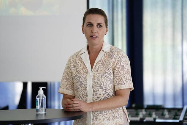 The Prime Minister Mette Frederiksen and Director of the National Board of Health Soeren Brostroem will visit the emergency vaccination team at Broendby Gymnasium, Tuesday 31 August 2021,  Copyright: MartinxSylvestx COP105 spdk20210831-161358-L