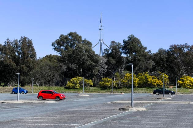 ACT CORONAVIRUS COVD19, An almost empty car park is seen near Parliament House in Canberra, Wednesday, September 1, 2021. The ACT government is extending Canberra s lockdown for another two weeks until September 17. ( NO ARCHIVING, EDITORIAL USE ONLY, NO USE IN BOOKS WITHOUT CONSENT CANBERRA ACT AUSTRALIA  Copyright: xLUKASxCOCHx 20210901001571564846
