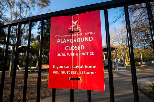 VICTORIA CORONAVIRUS COVID19, A ?closed? sign is seen on a playground gate in Melbourne, Thursday, September 2, 2021. Most of Victoria s tough coronavirus restrictions will remain in place until 70 per cent of eligible people have received at least one vaccine dose. ( NO ARCHIVING, EDITORIAL USE ONLY, NO USE IN BOOKS WITHOUT CONSENT MELBOURNE VIC AUSTRALIA  Copyright: xDANIELxPOCKETTx 20210902001571894864